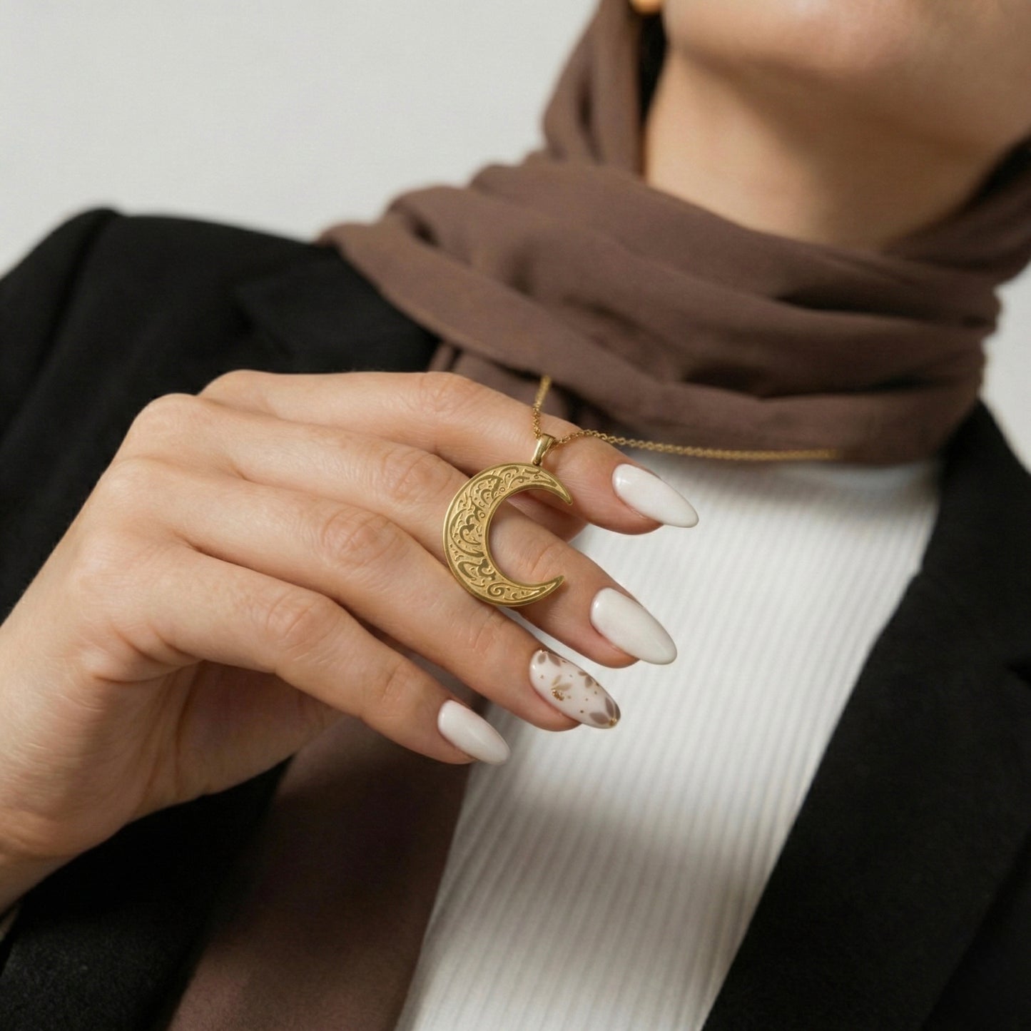 Crescent Necklace | "With Hardship Comes Ease"