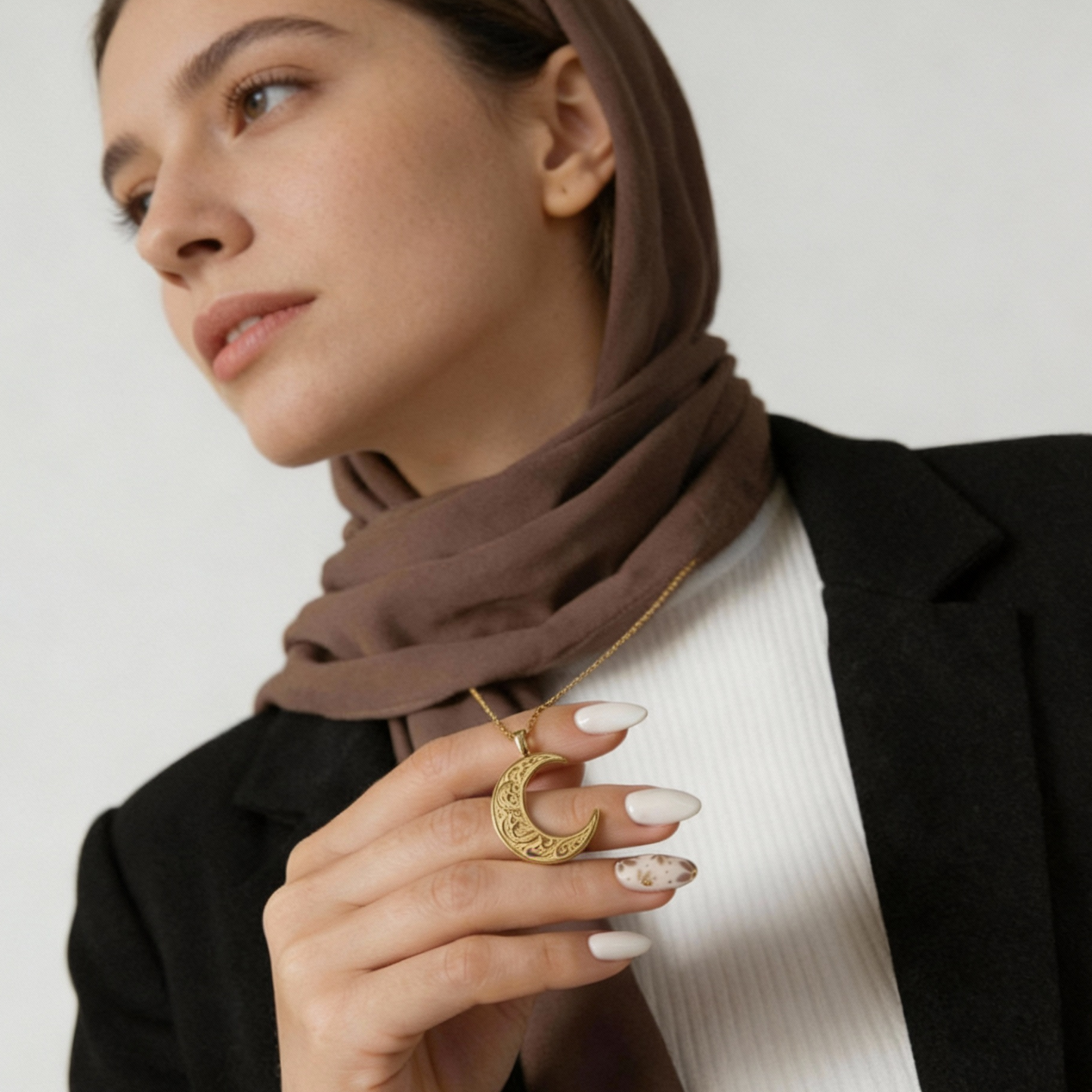 Crescent Necklace | "With Hardship Comes Ease"